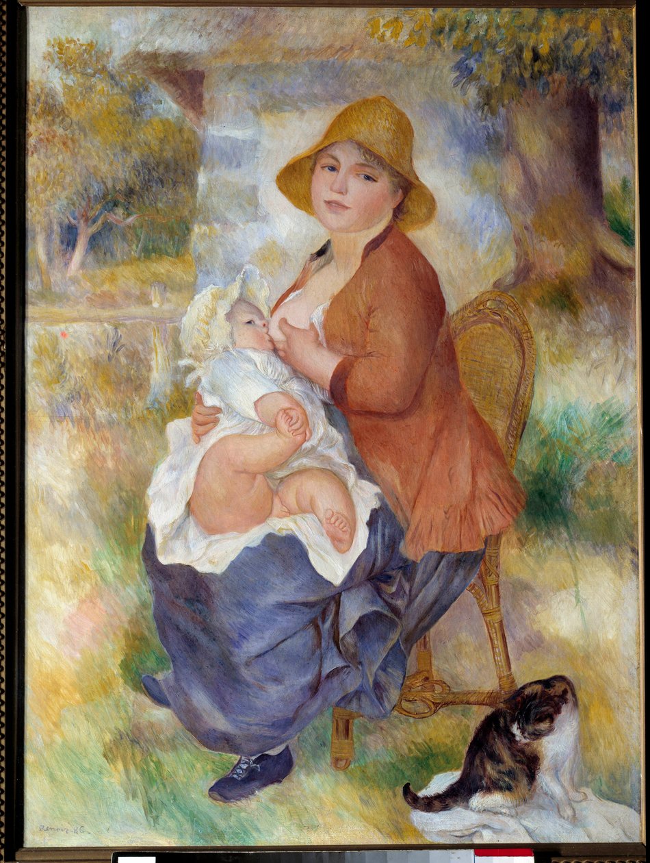 Barsel sier også barnet i brystet. Maleri av Pierre Auguste Renoir (1841-1919) av Pierre Auguste Renoir