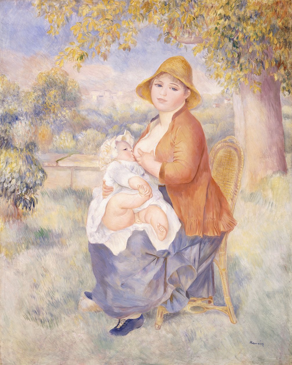Mor og barn, barsel, 1886 av Pierre Auguste Renoir