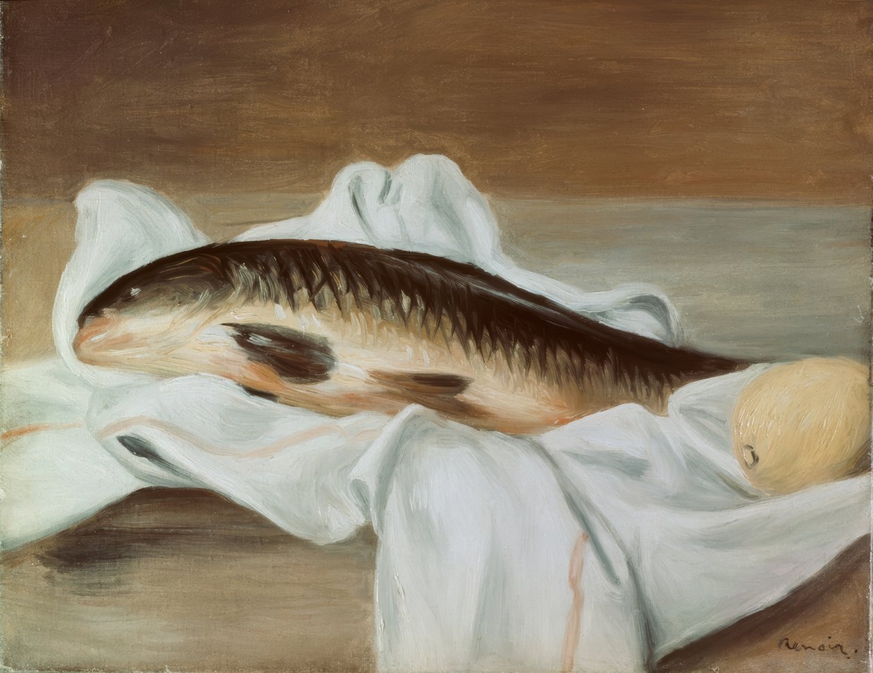 Stilleben med fisk av Pierre Auguste Renoir