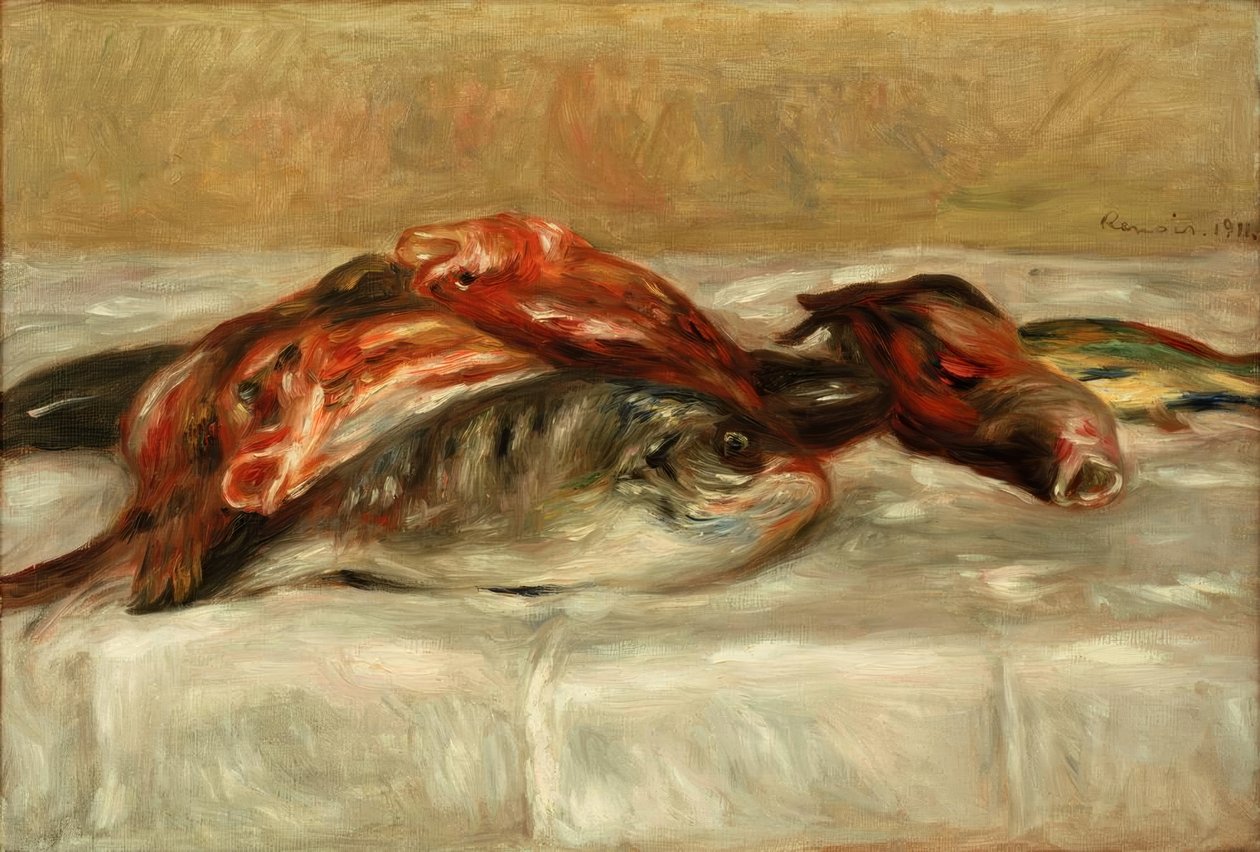 Stilleben med fisk av Pierre Auguste Renoir