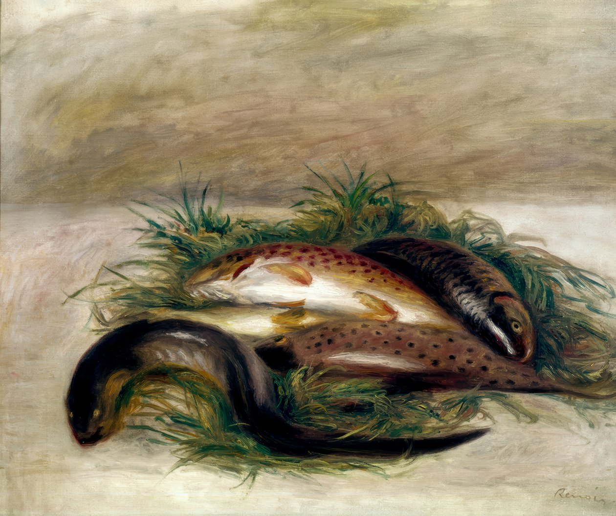 Stilleben med fisk av Pierre Auguste Renoir