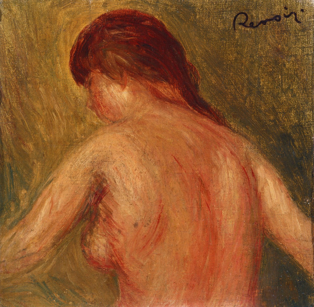 Naken kvinnelig overkropp, fra baksiden av Pierre Auguste Renoir