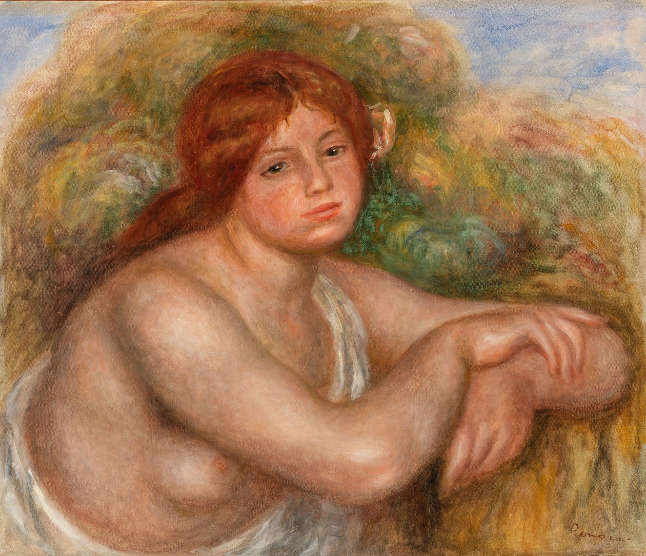 Nakenstudie, byste av en kvinne av Pierre Auguste Renoir
