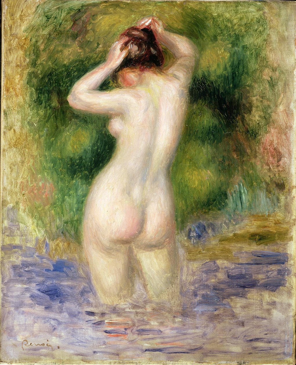 Nude Wading, ca. 1880 (olje på lerret) av Pierre Auguste Renoir
