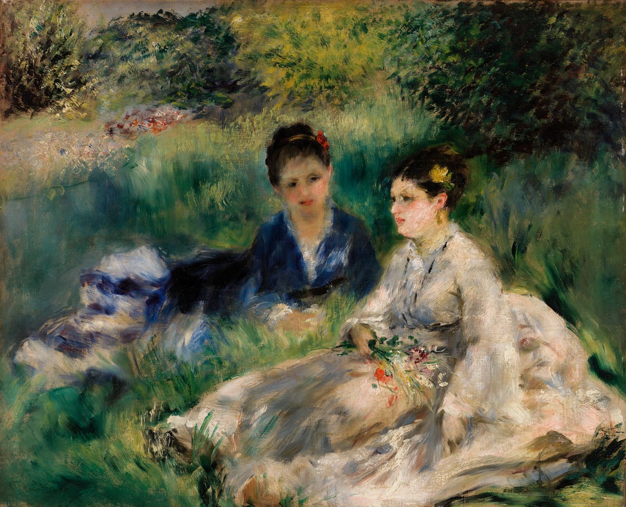 På gresset (unge kvinner sitter i gresset) av Pierre Auguste Renoir
