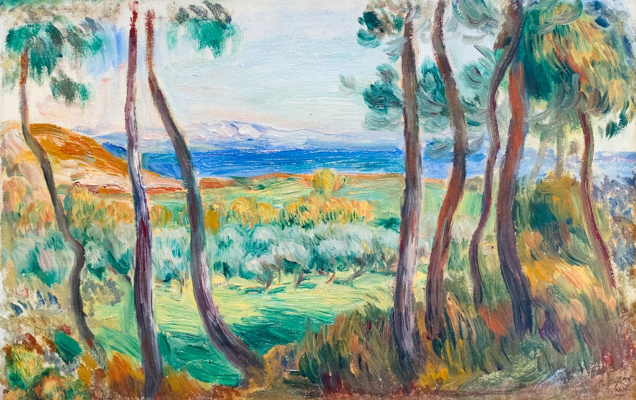 Pines nær Cagnes, ca. 1910 (olje på lerret) av Pierre Auguste Renoir
