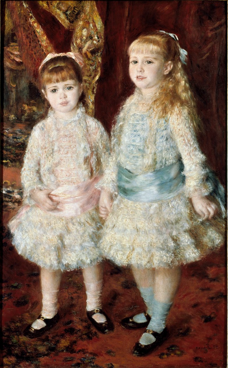 Rosa og blå (The Cahen Ladies of Antwerp). Maleri av Pierre Auguste Renoir (Pierre-Auguste av Pierre Auguste Renoir
