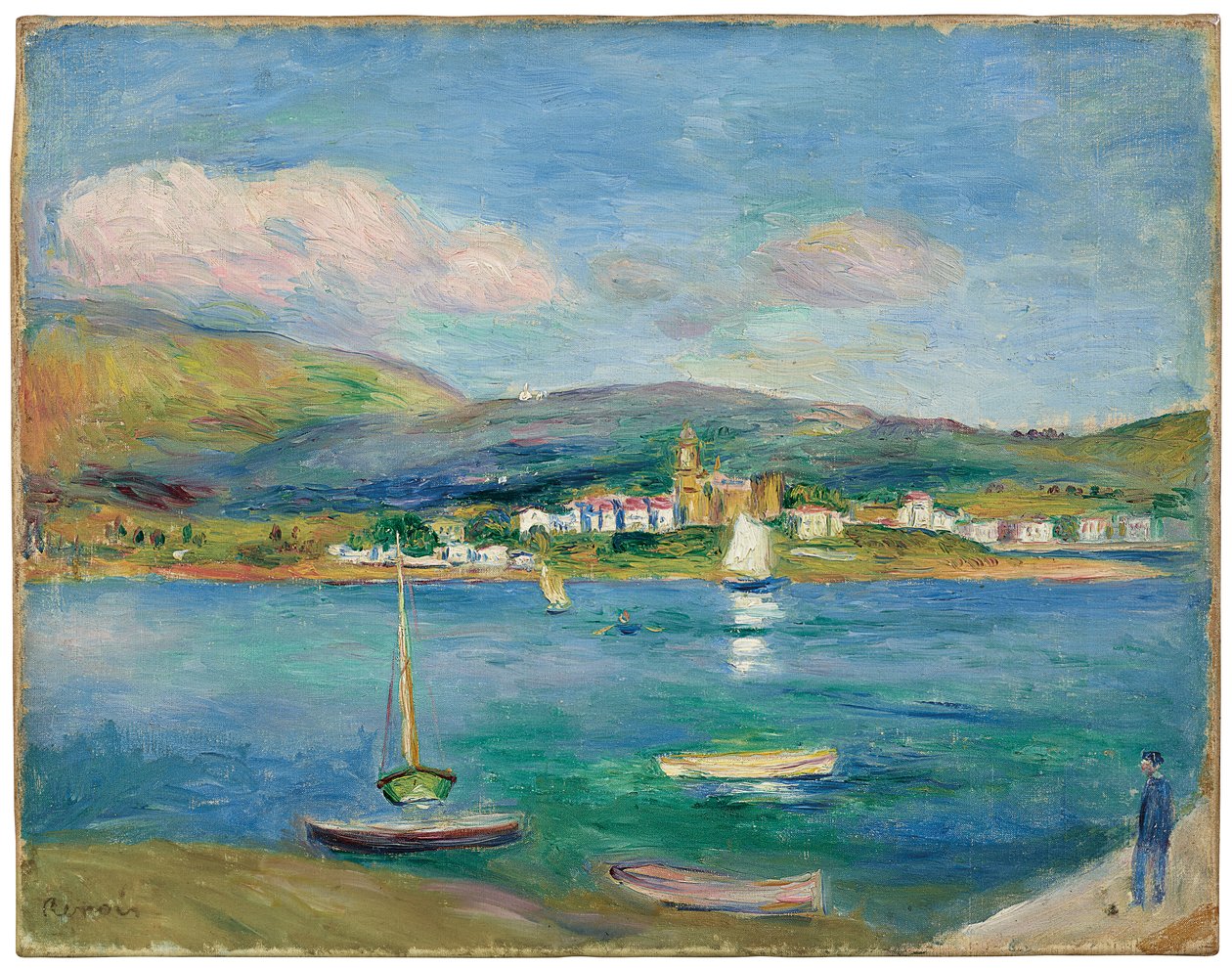 Fiskehavn, utsikt over Hondarribia fra Hendaye, 1895 av Pierre Auguste Renoir