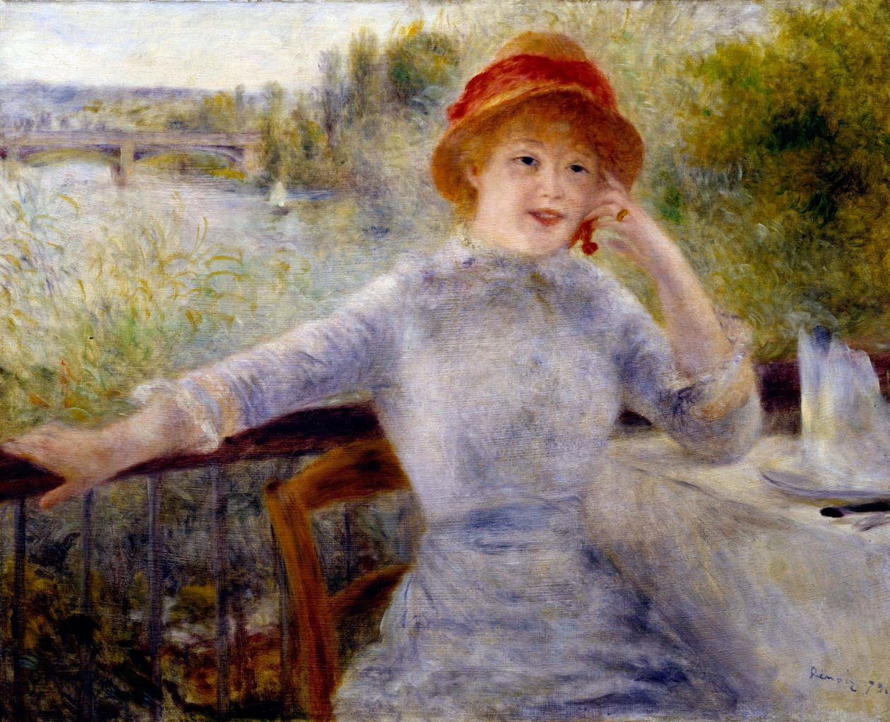 Portrett av Alphonsine Fournaise (1845-1937), tidligere kjent som "" A la Grenouillere"": Datter av eieren av en restaurant på øya Chiard (Yvelines) mellom Chatou og Rueil, Maleri av Pierre Auguste Renoir (1841-1919) ) av Pierre Auguste Renoir