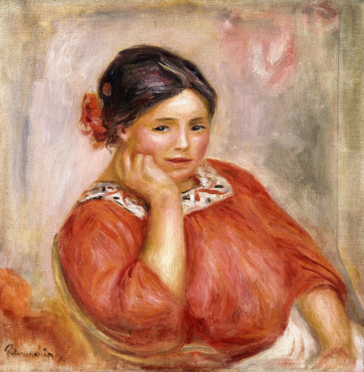 Portrett av Gabrielle i en rød bluse, 1896 av Pierre Auguste Renoir