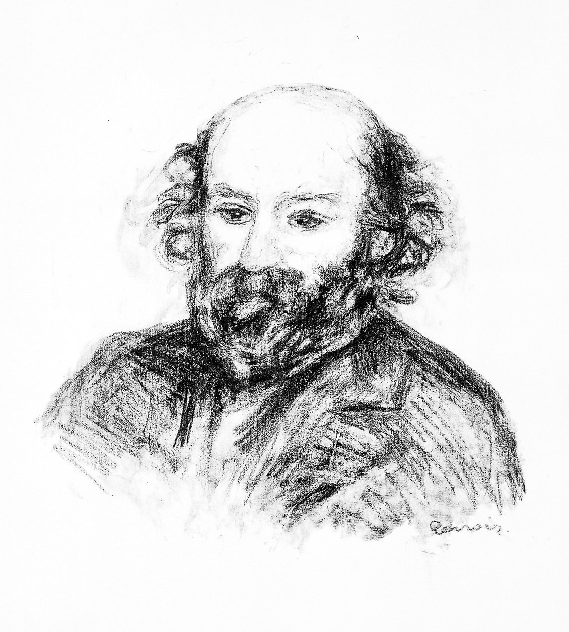 Portrett av Paul Cézanne, ca. 1902 (litho) av Pierre Auguste Renoir