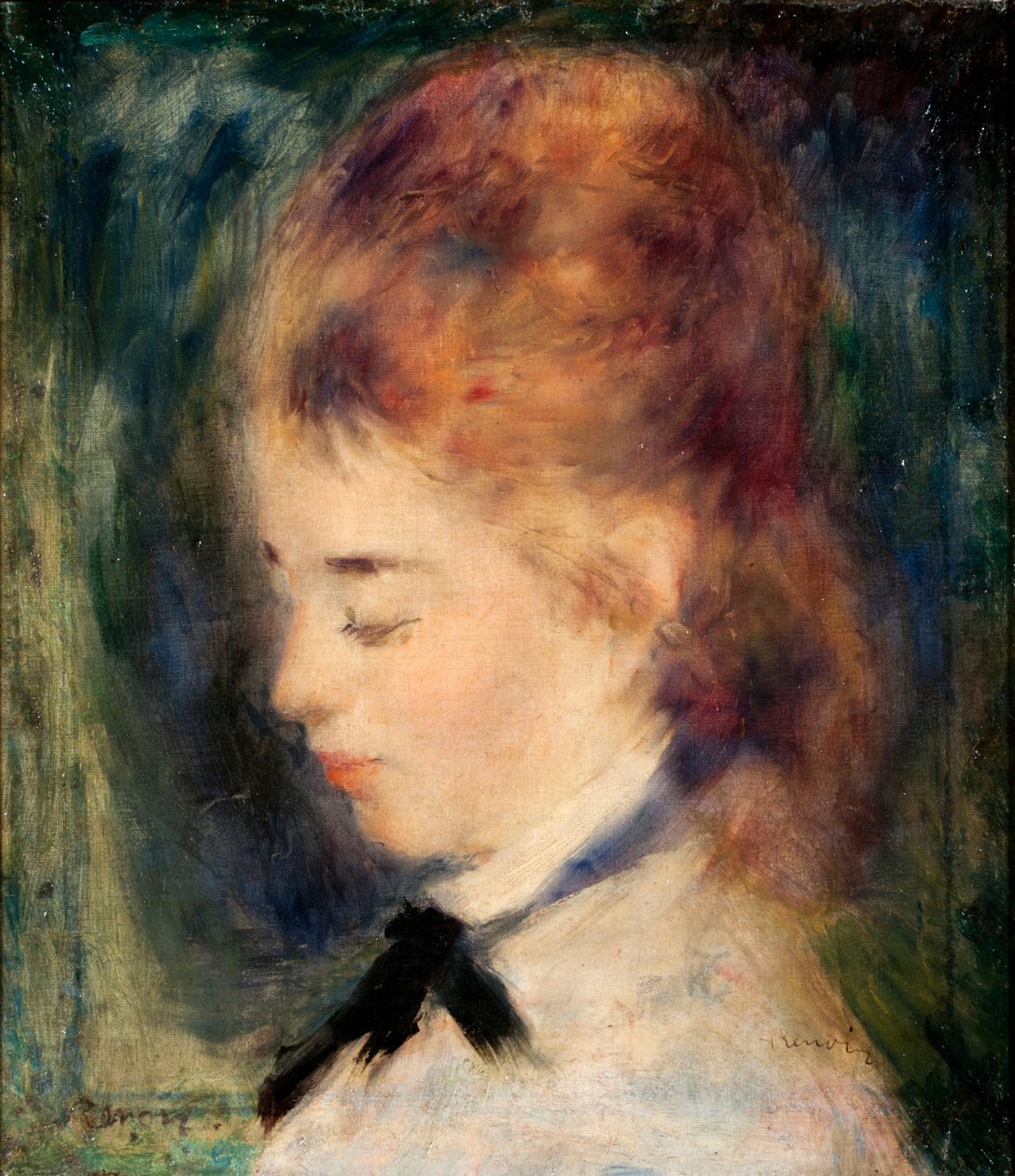Portrett av en jente (olje på lerret) av Pierre Auguste Renoir