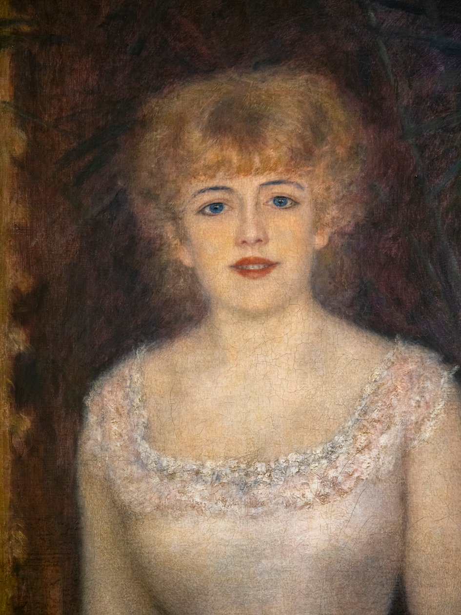 Portrett av skuespillerinnen Jeanne Samary (detalj) av Pierre Auguste Renoir