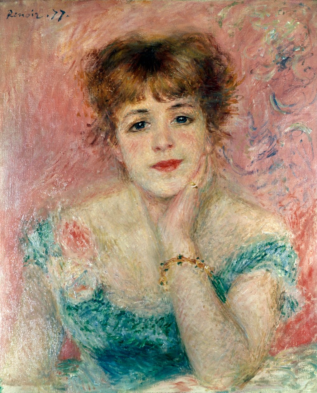 Portrett av skuespillerinnen Jeanne Samary, 1877. av Pierre-Auguste Renoir
