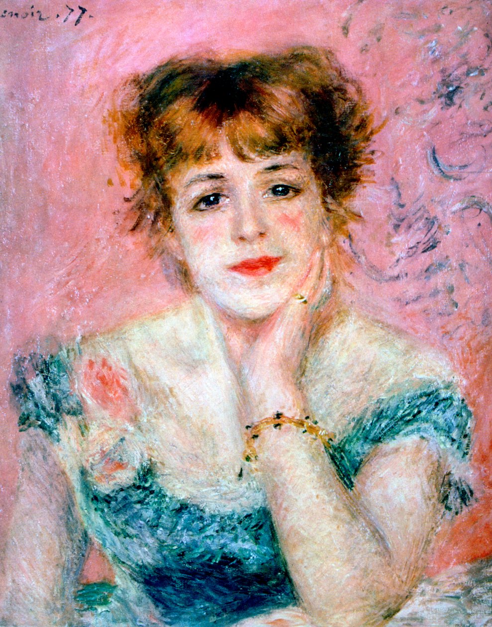 Portrett av skuespillerinnen Jeanne Samary, 1878 av Pierre Auguste Renoir