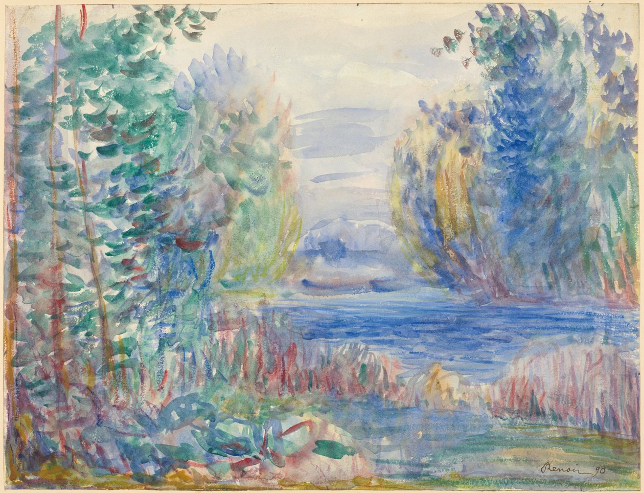 Elvelandskap, 1890 av Pierre Auguste Renoir