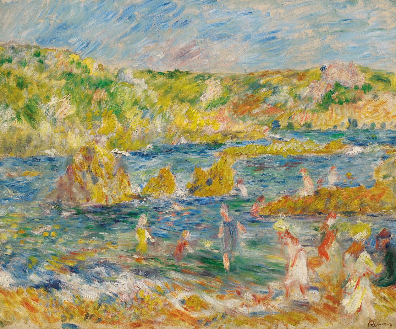 Guernsey Rocks with Figures Beach på Guernsey, 1883. av Pierre Auguste Renoir