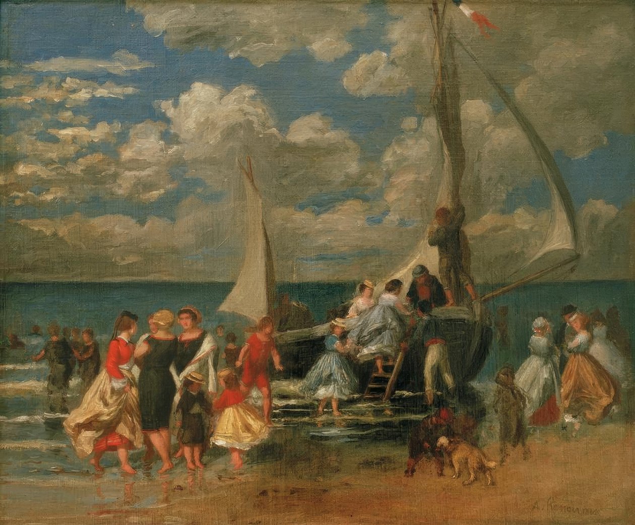 Møte rundt en båt av Pierre Auguste Renoir