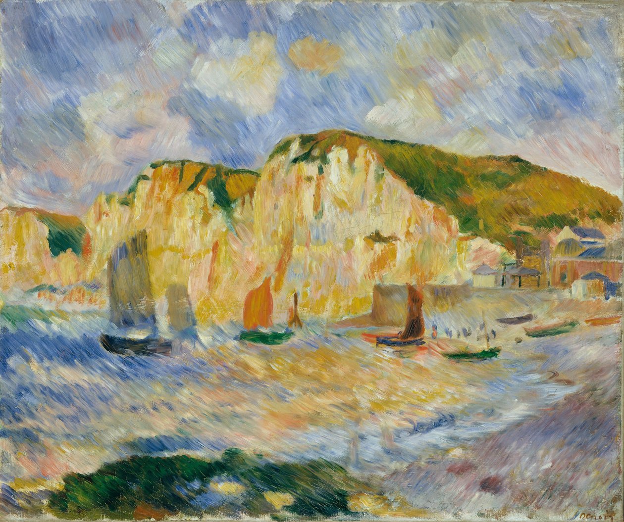 Hav og klipper, ca. 1885 av Pierre Auguste Renoir