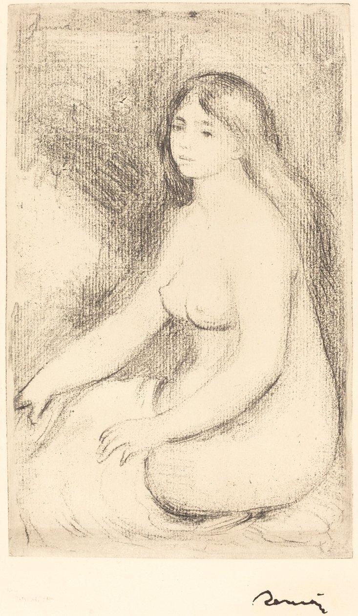 Sittende Bader Baigneuse assise, ca. 1905. av Pierre Auguste Renoir