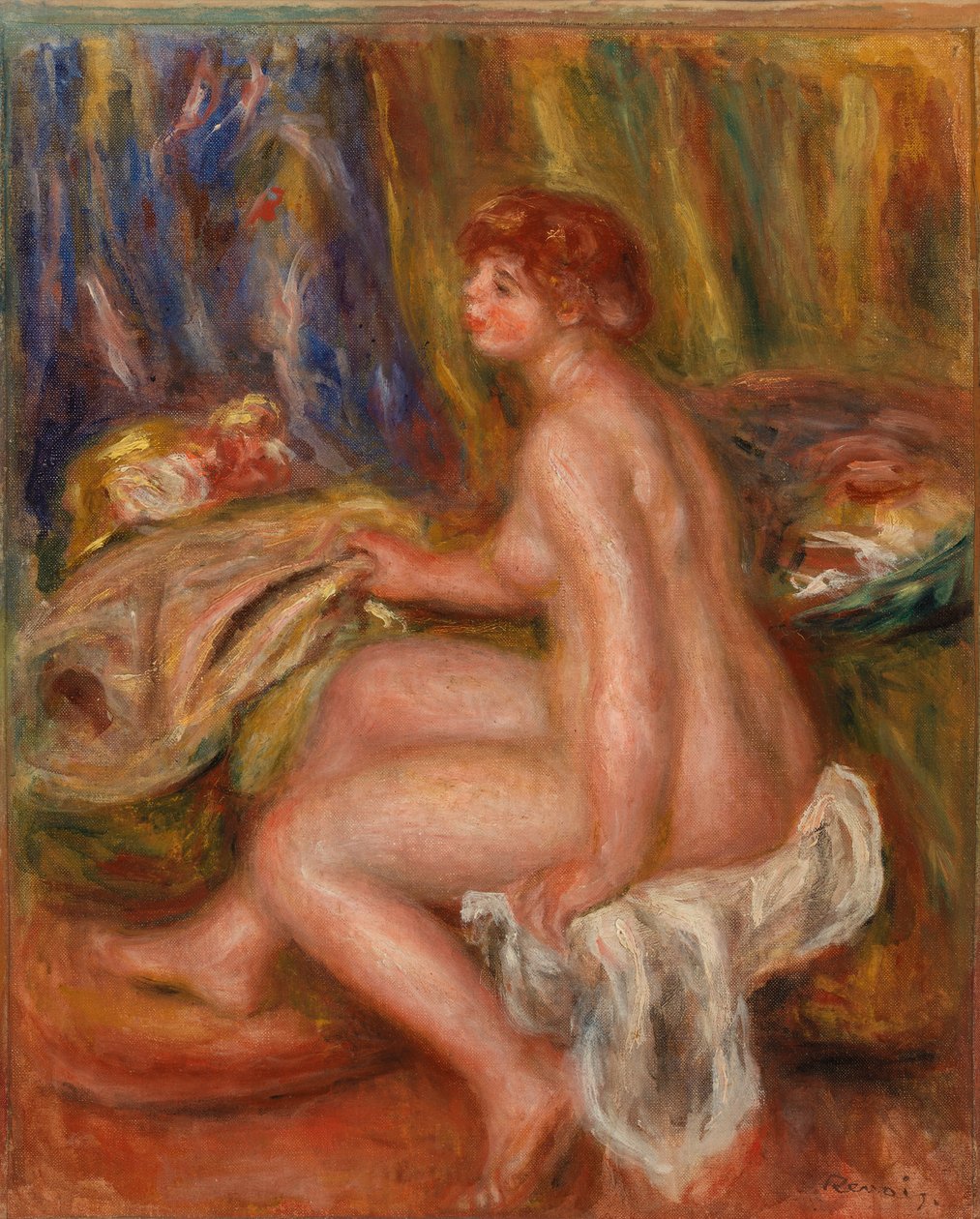 Sittende kvinne naken, profilvisning av Pierre Auguste Renoir