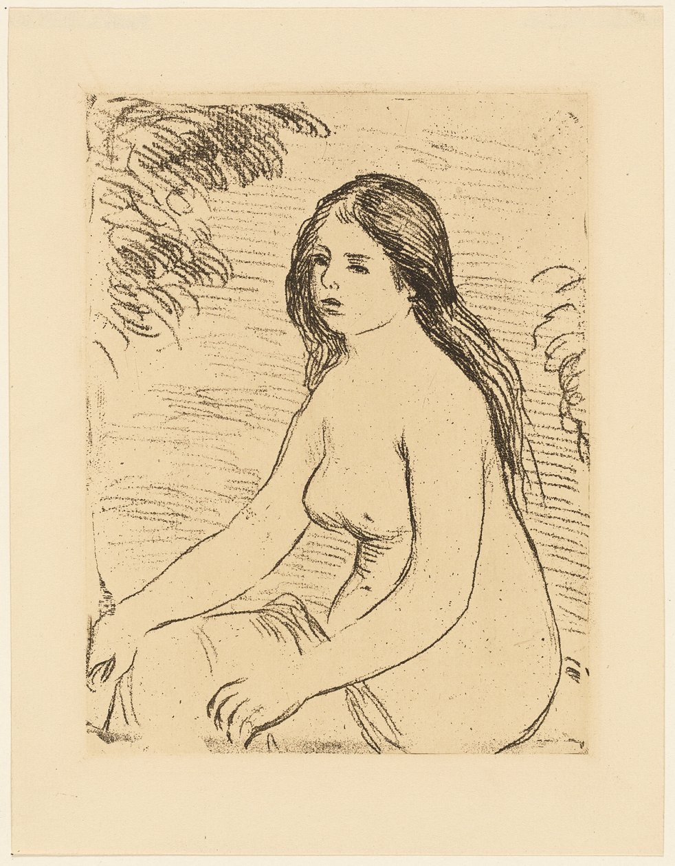 Sittende naken kvinne av Pierre Auguste Renoir