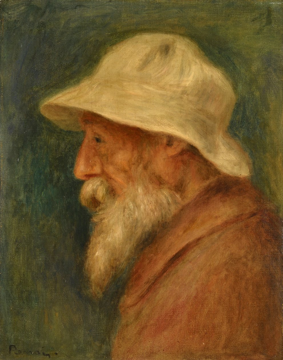 Selvportrett med hvit hatt av Renoir, Pierre Auguste (1841-1919) av Pierre Auguste Renoir