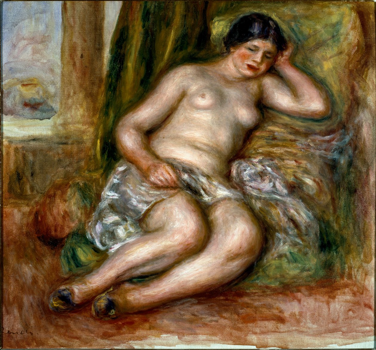 Sove odalisque eller tøfler Odalisque. Maleri av Pierre Auguste Renoir (Pierre-Auguste av Pierre Auguste Renoir
