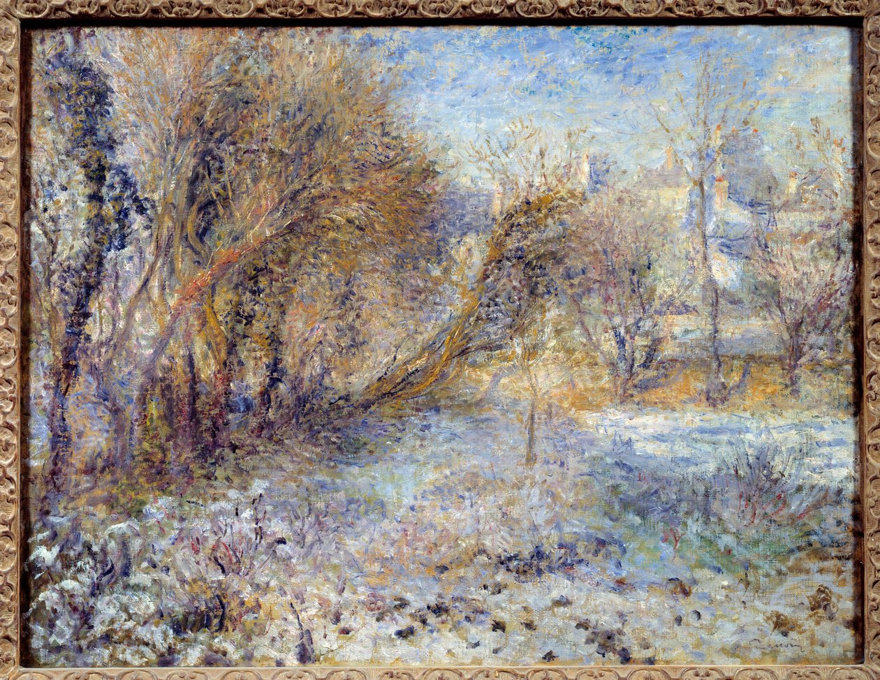 Snølandskapsmaleri av Pierre Auguste Renoir (1841-1919) 1875 Søn. 0,51 X 0,66 m Paris, Musee de l
