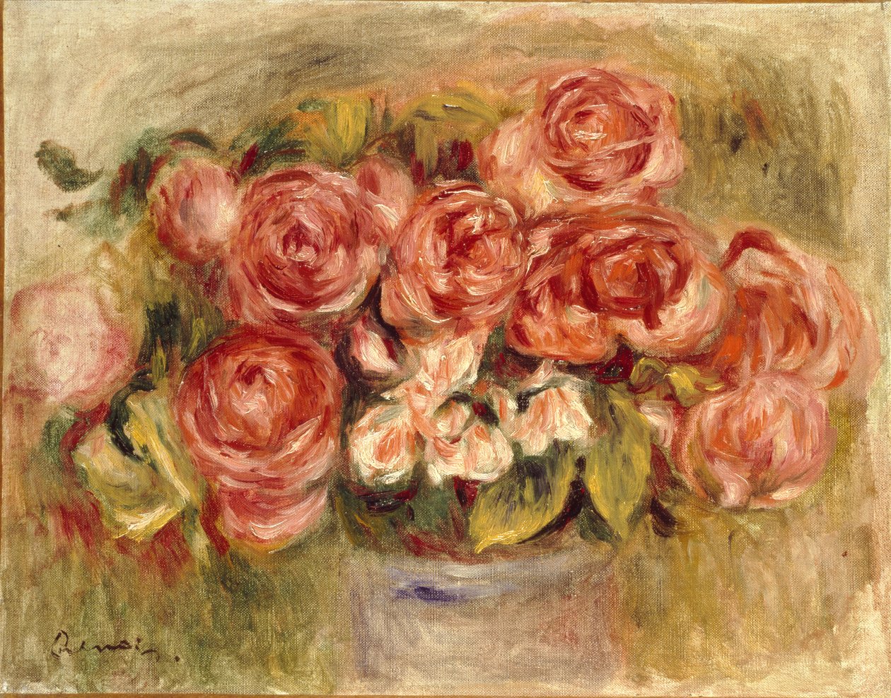 Stilleben av roser i en vase, 1880- og 1890-tallet av Pierre Auguste Renoir