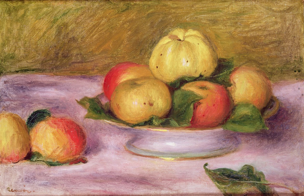 Stilleben med epler (olje på lerret) av Pierre Auguste Renoir