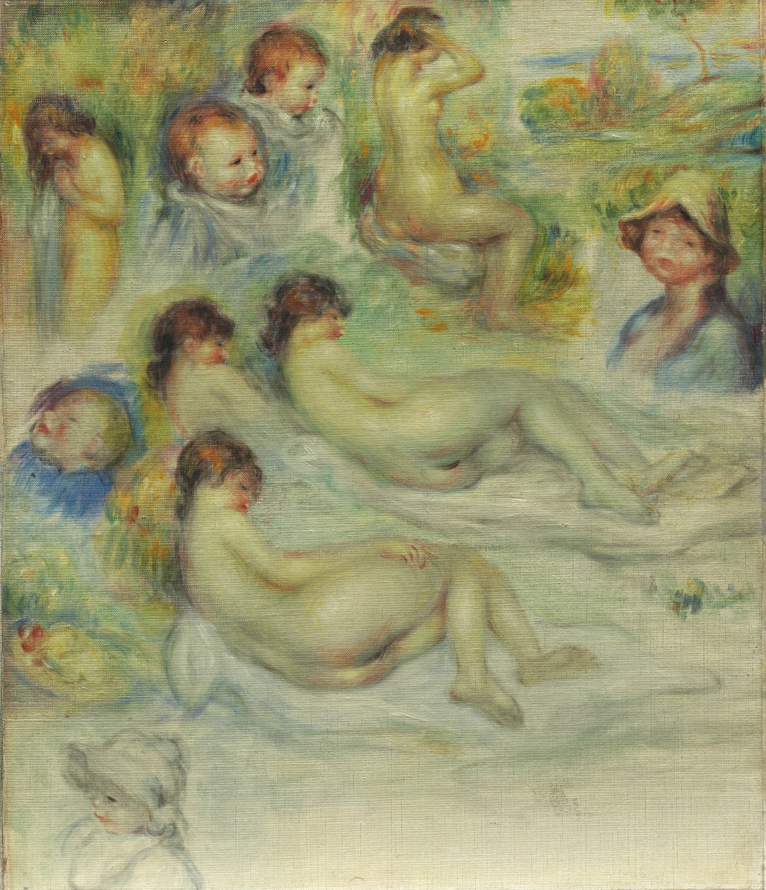 Studier av Pierre Renoir, hans mor, Aline Charigot, nakenbilder og landskap, 1885-86 av Pierre Auguste Renoir