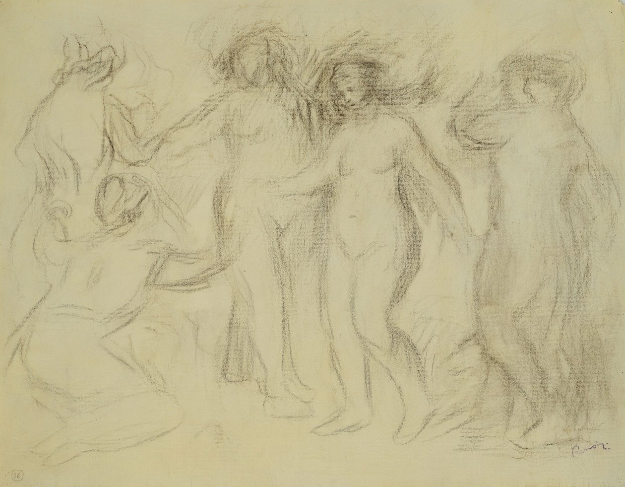 Studie for dommen i Paris; Studie for The Judgment of Paris, av Pierre Auguste Renoir