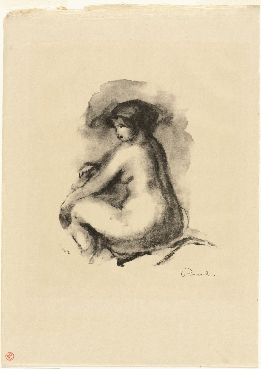 Studie av sittende naken kvinne av Pierre Auguste Renoir