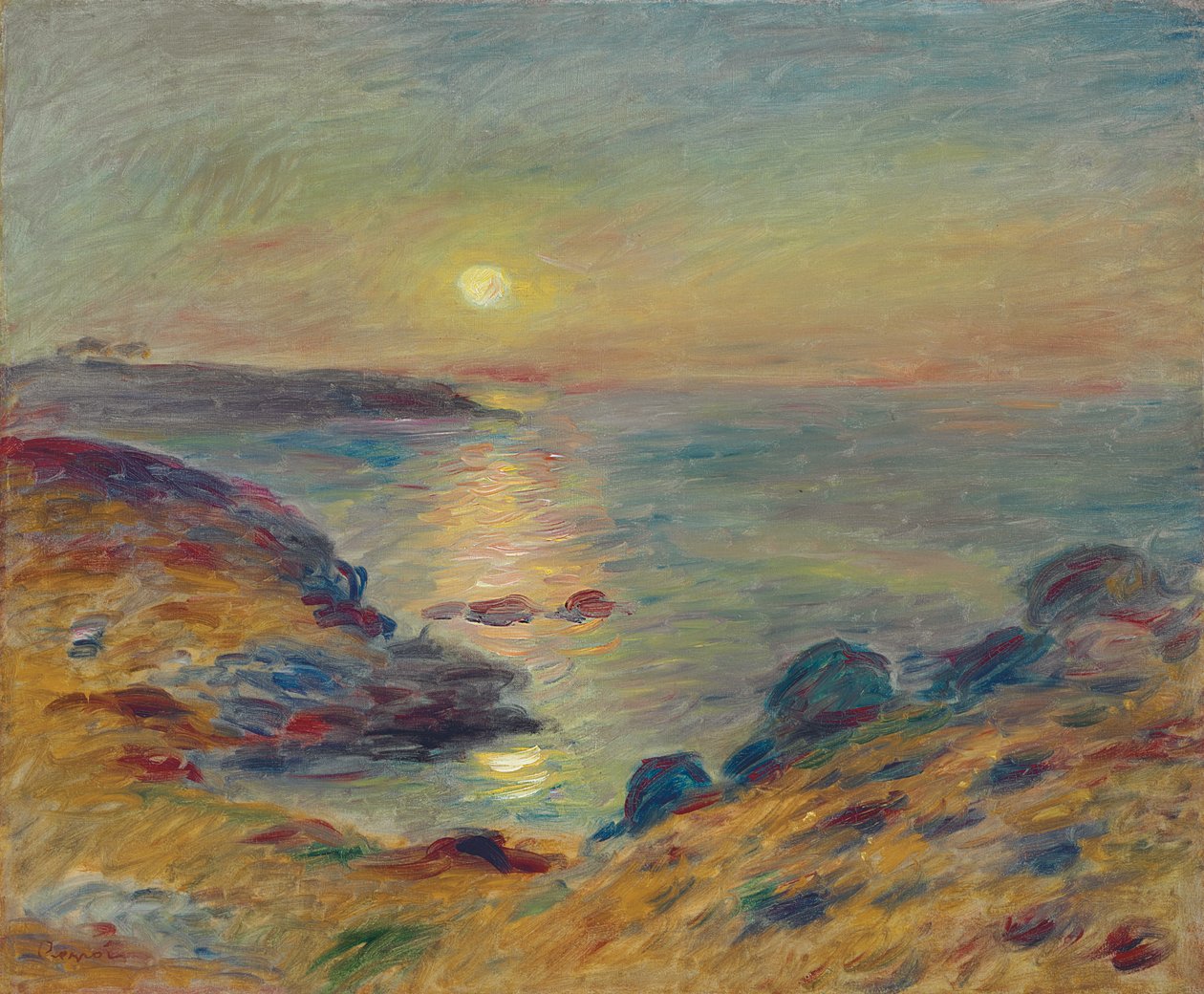Solnedgang ved Douarnenez, ca. 1883 av Pierre Auguste Renoir