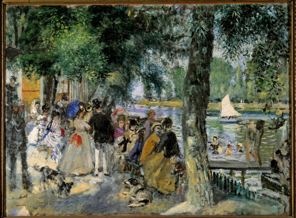 Svømming i Seinen eller "La Grenouillere". Kaféball i nærheten av Chatou. Maleri av Pierre Auguste Renoir (1841-1919) 1860 Moskva, Pushkin-museet av Pierre Auguste Renoir