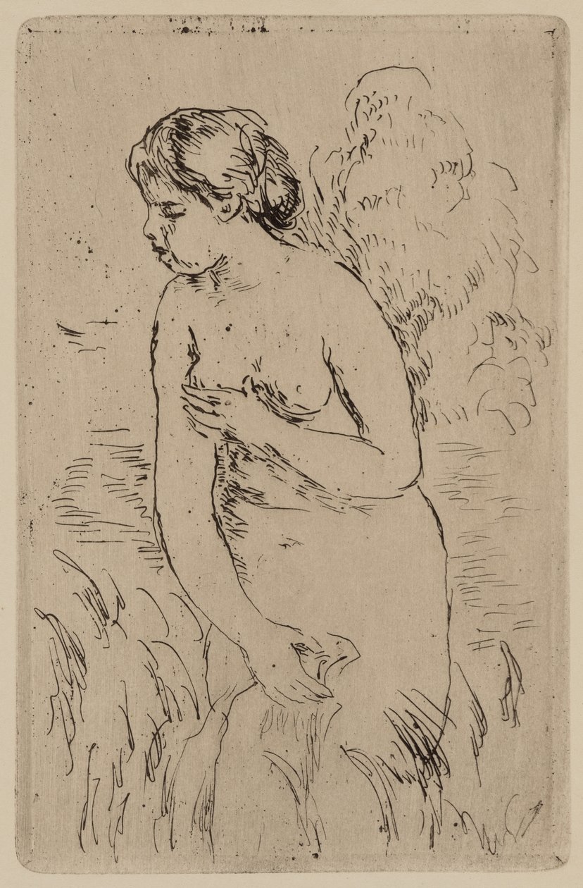 Baderen, ca. 1890 (blekketsning på papir) av Pierre Auguste Renoir