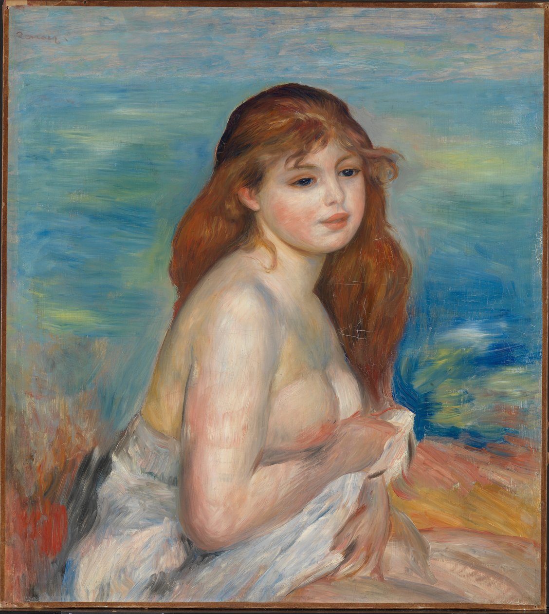 Den blonde baderen, ca. 1887 av Pierre Auguste Renoir