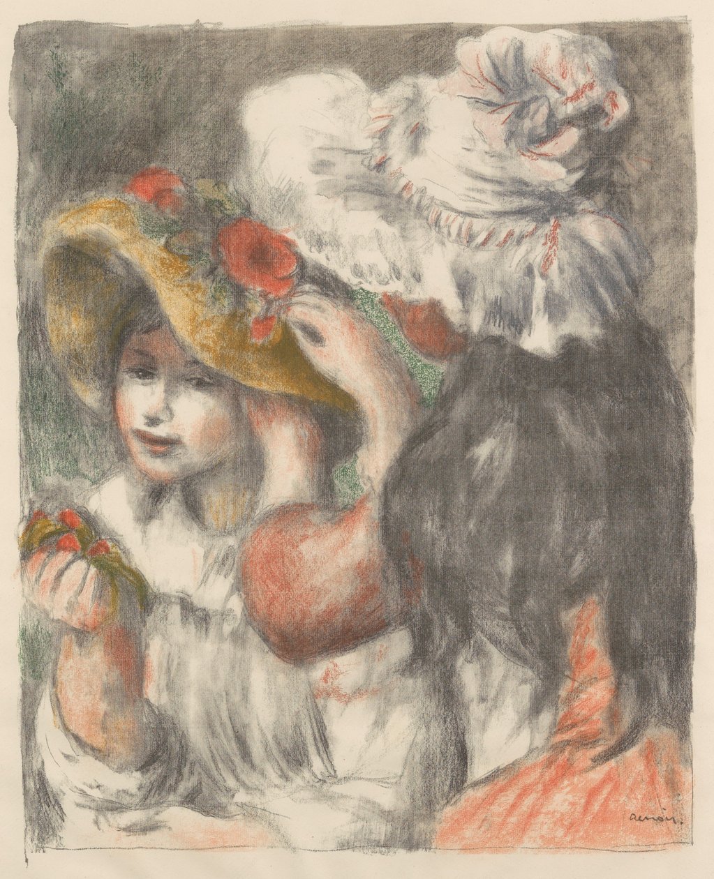 The Hat Pinned with Flowers The Pinned Hat, 1898. av Pierre Auguste Renoir