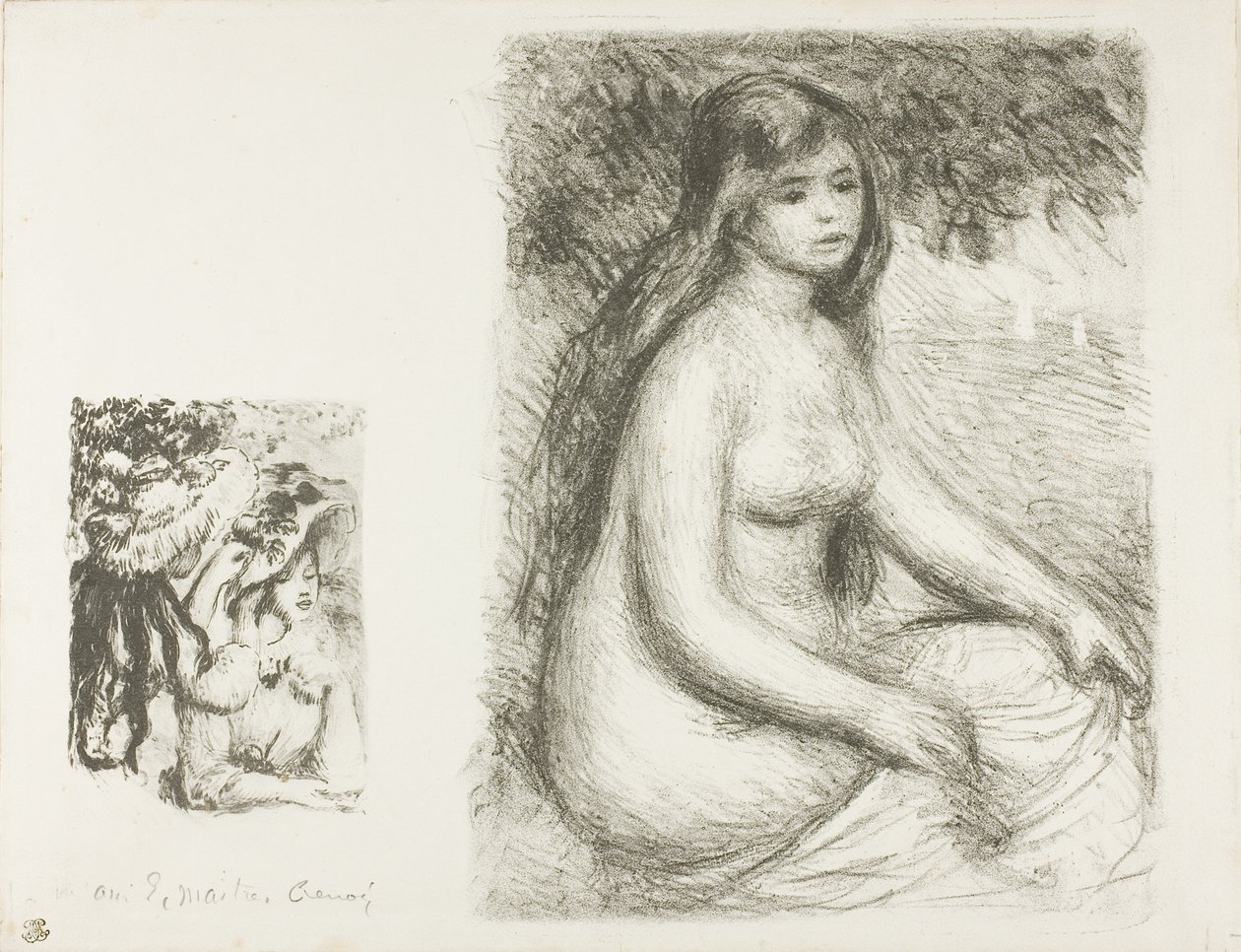 Den festede hatten og baderen av Pierre Auguste Renoir