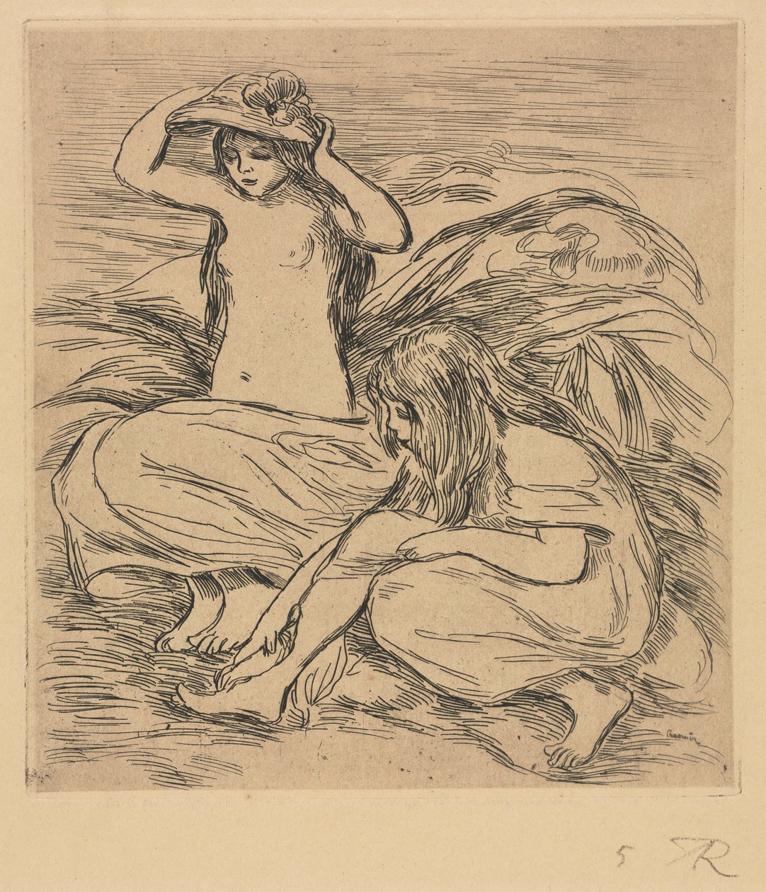 De to badende, 1895. av Pierre Auguste Renoir