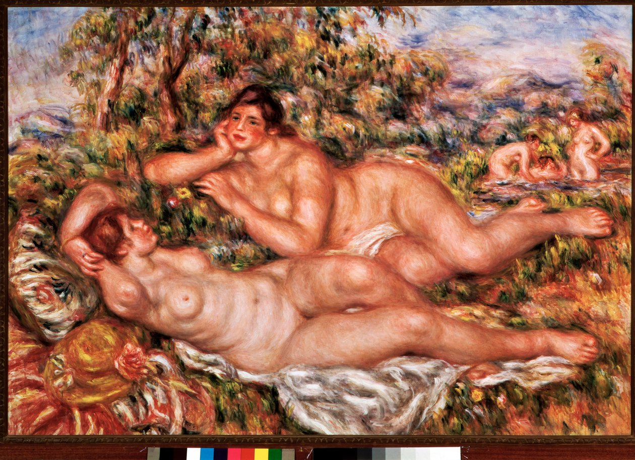 Badegjestene (olje på lerret av Pierre Auguste Renoir
