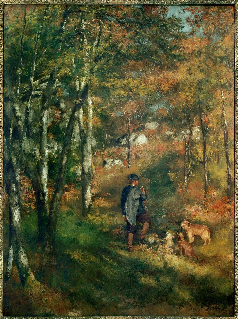 Maleren Lecoeur i skogene i Fontainebleau (olje på lerret) av Pierre Auguste Renoir