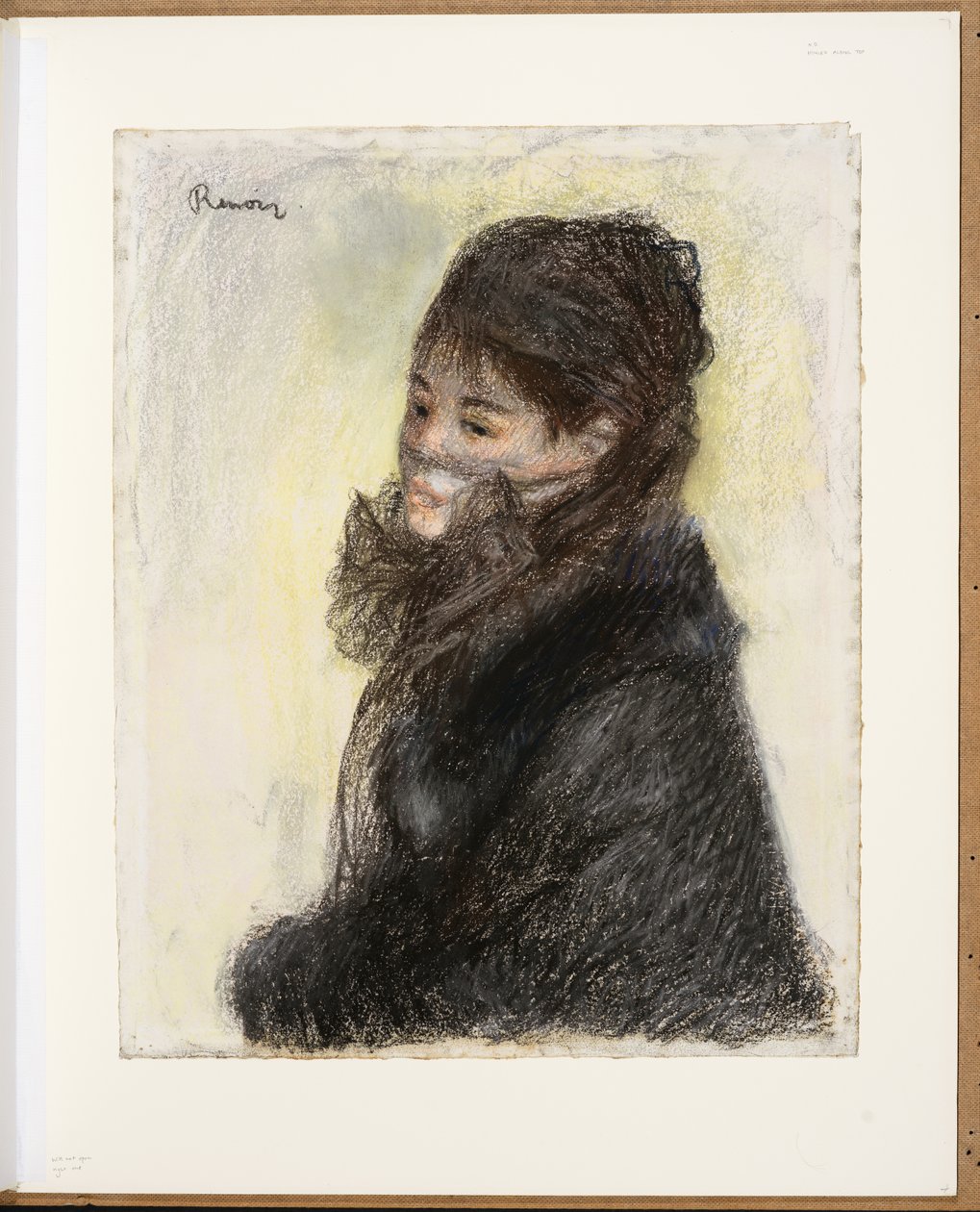 Den tilslørte kvinnen, ca. 1877-79 (kritt, pastell, papir) av Pierre Auguste Renoir