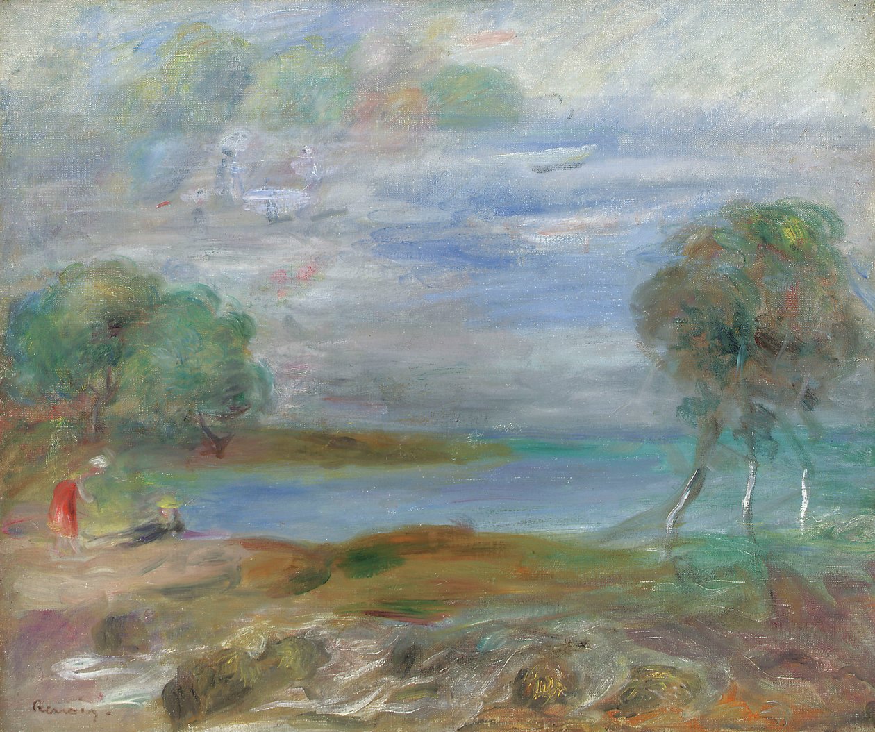 To personer ved vannkanten av Pierre Auguste Renoir