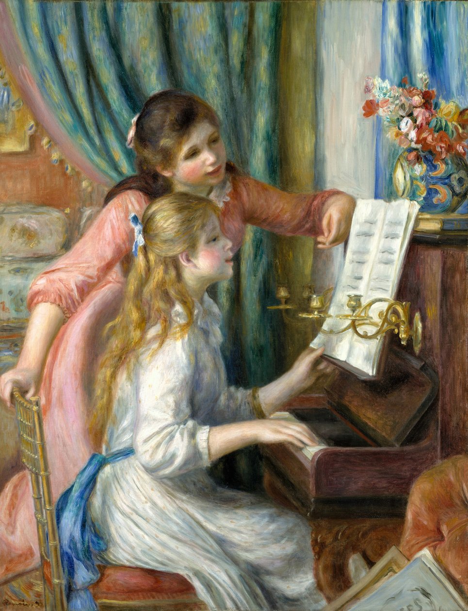 To unge jenter ved pianoet, 1892 av Pierre Auguste Renoir