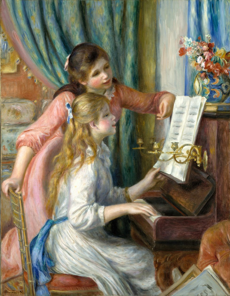 To unge jenter ved pianoet, 1892. av Pierre Auguste Renoir