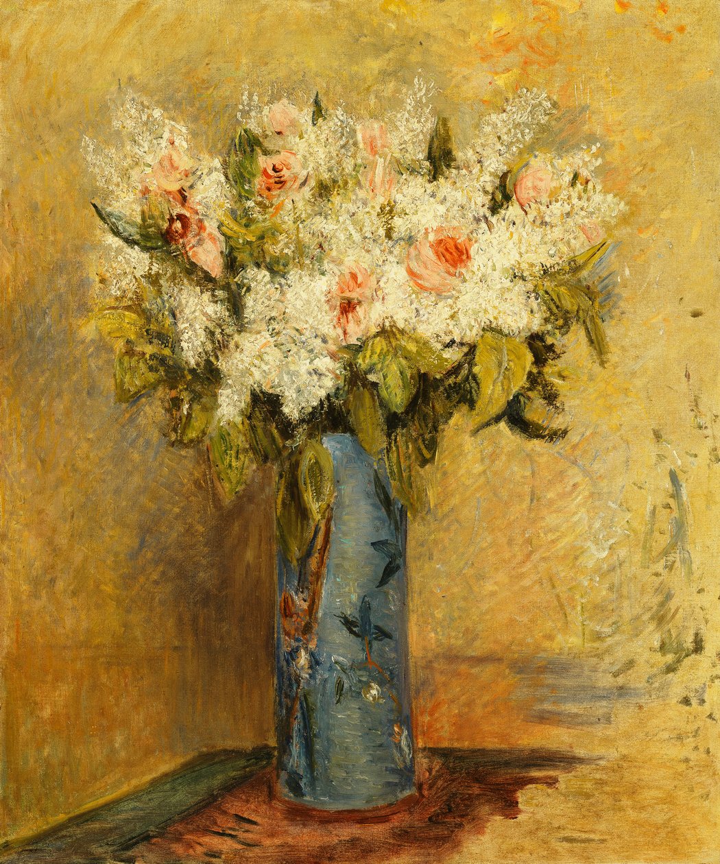 Vase med liljer og roser, ca. 1870 av Pierre Auguste Renoir
