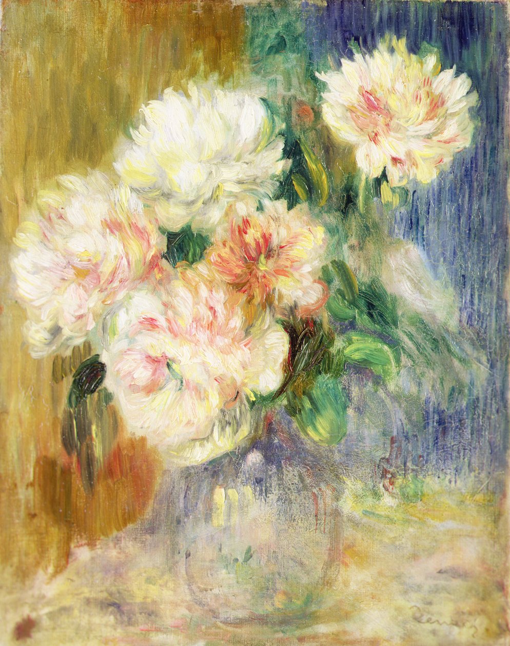Vase med peoner (olje på lerret) av Pierre Auguste Renoir