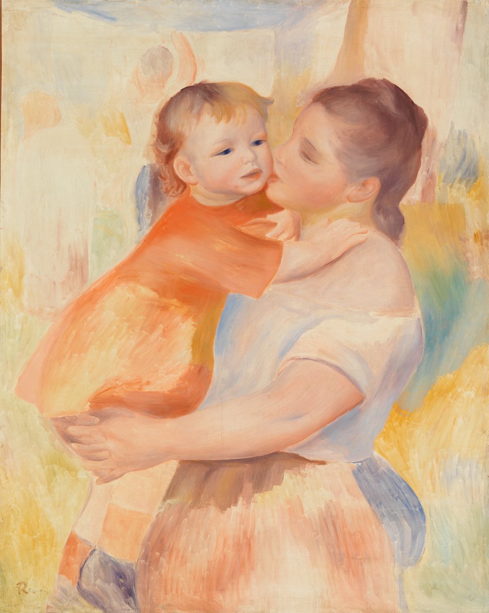 Vaskekvinne og barn av Pierre Auguste Renoir